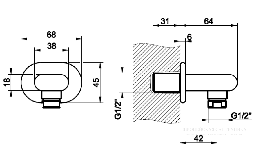 Шланговое подсоединение для вывода воды Goccia Gessi 68х45 мм, цвет White CN - изображение 1