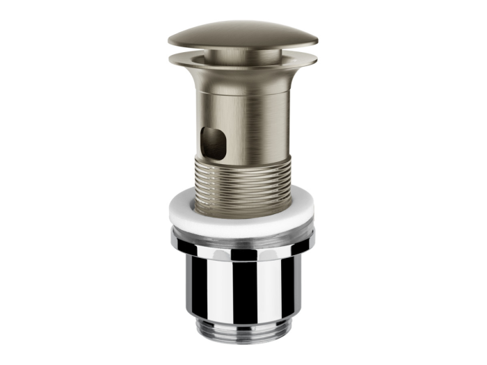 На изображении товар Донный клапан Gessi Technical, автоматический Stop&Go, для раковины c переливом, цвет Finox Brushed Nickel от официального представителя в Москве
