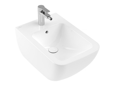 Биде Villeroy&Boch Venticello, 375x560 мм., подвесное, 1 отверстие для смесителя, перелив, цвет Альп. белый Ceramicplus