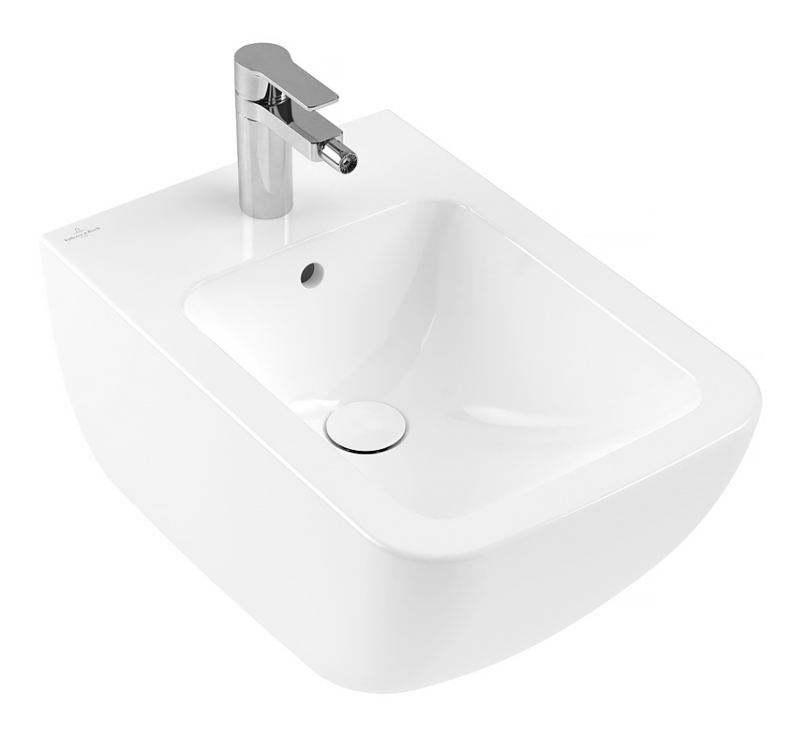 Биде Villeroy&Boch Venticello, 375x560 мм., подвесное, 1 отверстие для смесителя, перелив, цвет Альп. белый Ceramicplus