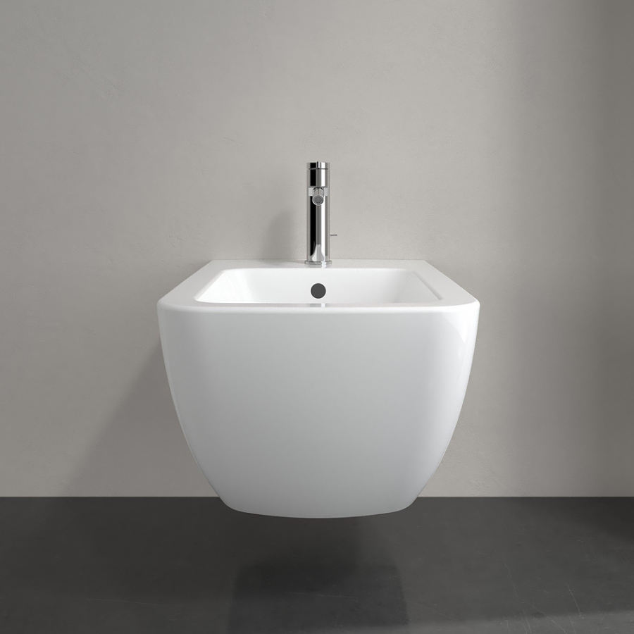 Биде Villeroy&Boch Venticello, 375x560 мм., подвесное, 1 отверстие для смесителя, перелив, цвет Альп. белый Ceramicplus - изображение 3