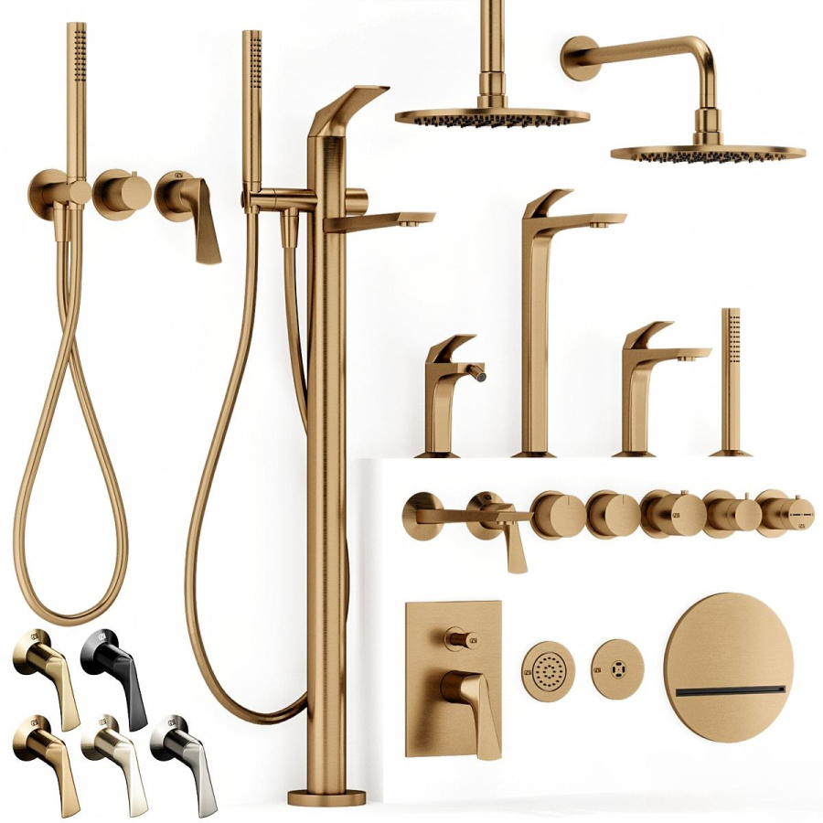 Термостат Gessi Anello, настенный, встраиваемый, на 2 потребителя, внешняя часть, цвет Copper Brushed PVD - изображение 1