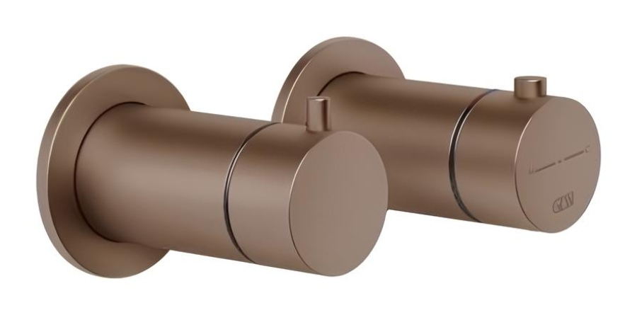 Термостат Gessi Anello, настенный, встраиваемый, на 2 потребителя, внешняя часть, цвет Copper Brushed PVD