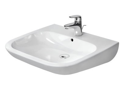 Раковина Duravit D-Code Vital подвесная, 600х555 мм, с переливом, 1 отверстие под смеситель, цвет белый