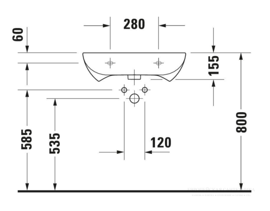 Раковина Duravit D-Code Vital подвесная, 600х555 мм, с переливом, 1 отверстие под смеситель, цвет белый - изображение 4