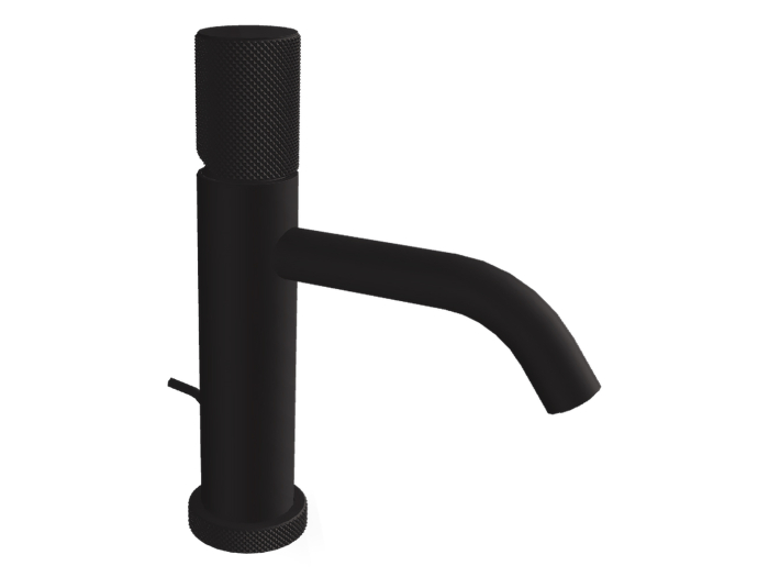 На изображении товар Cмеситель для раковины Carlo Frattini Spillo Tech XS, ручка G Collection, донный клапан Click-Clack, цвет чёрный матовый от официального представителя в Москве