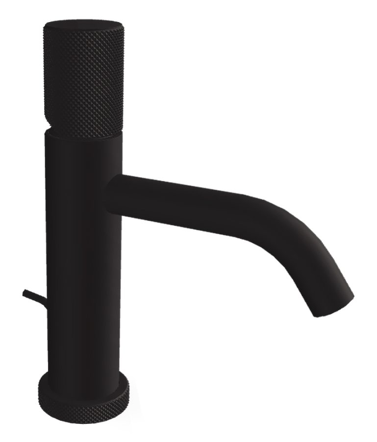 Cмеситель для раковины Carlo Frattini Spillo Tech XS, ручка G Collection, донный клапан Click-Clack, цвет чёрный матовый