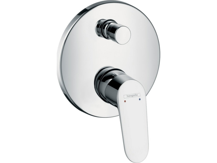 На изображении товар Смеситель для ванны Hansgrohe Focus E2, однорычажный, с переключателем на две позиции, внешняя часть, цвет хром от официального представителя в Москве