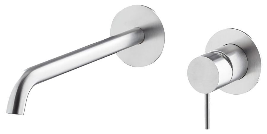 Смеситель для раковины Newform X-steel 316, настенный, встр-й, однорычажный, на 2 отверстия, излив 189 мм, внешняя часть, цвет PVD Brushed Gold