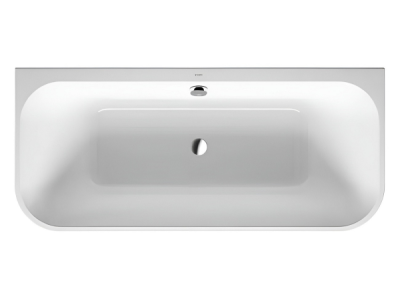 На изображении товар Ванна Duravit Happy D.2 Plus, пристенная, 1800x800 мм, 2 наклона для спины, с интегрированной панелью, цвет белый/графит супер матовый от официального представителя в Москве