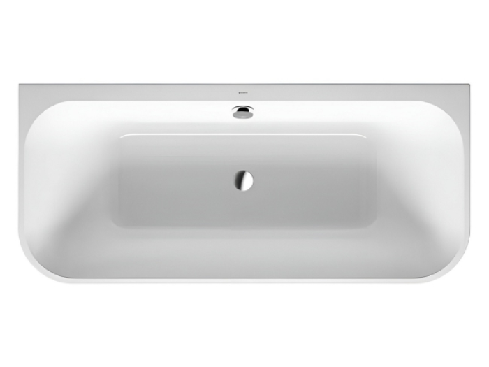 На изображении товар Ванна Duravit Happy D.2 Plus, пристенная, 1800x800 мм, 2 наклона для спины, с интегрированной панелью, цвет белый/графит супер матовый от официального представителя в Москве