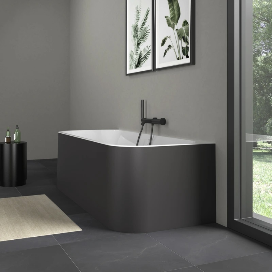Ванна Duravit Happy D.2 Plus, пристенная, 1800x800 мм, 2 наклона для спины, с интегрированной панелью, цвет белый/графит супер матовый - изображение 7