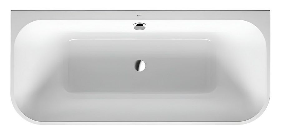 Ванна Duravit Happy D.2 Plus, пристенная, 1800x800 мм, 2 наклона для спины, с интегрированной панелью, цвет белый/графит супер матовый