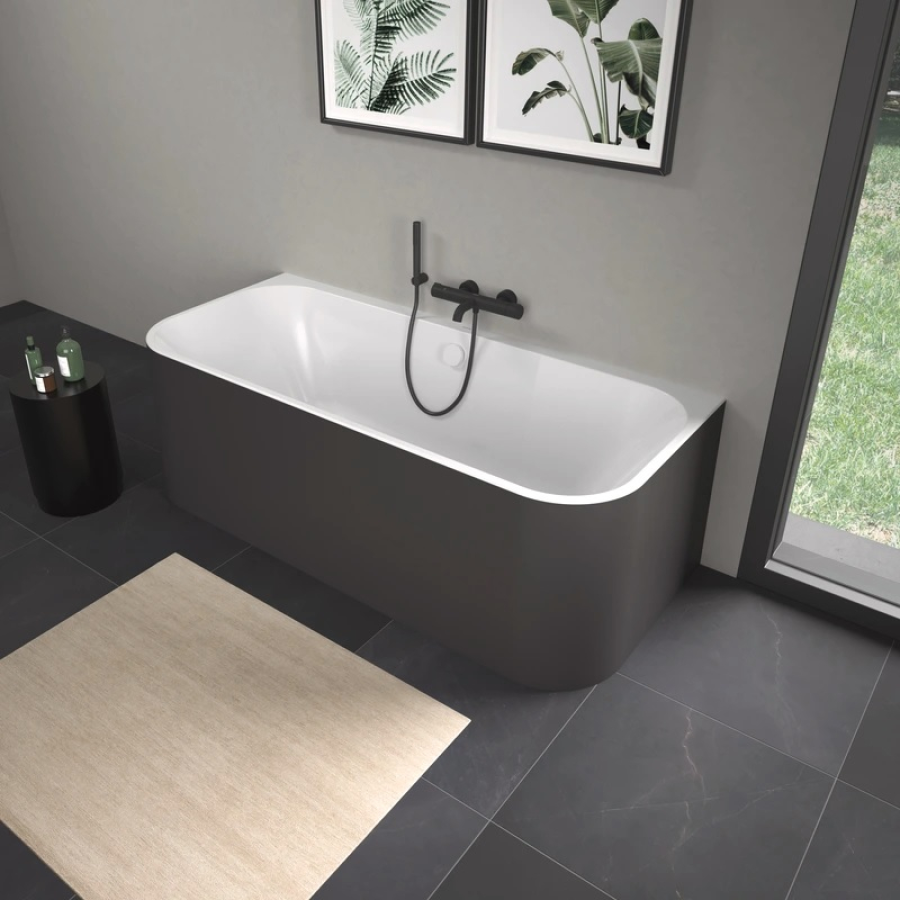 Ванна Duravit Happy D.2 Plus, пристенная, 1800x800 мм, 2 наклона для спины, с интегрированной панелью, цвет белый/графит супер матовый - изображение 6