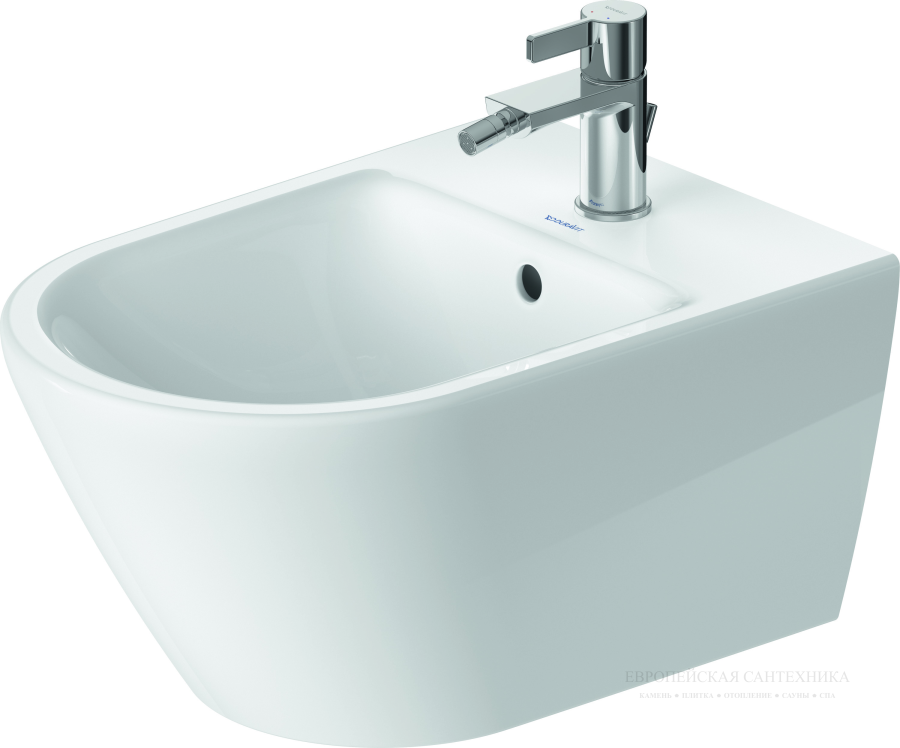 Биде подвесное Duravit D-Neo, 370 x 540 мм, с креплением Durafix, цвет белый с WonderGliss - изображение 1