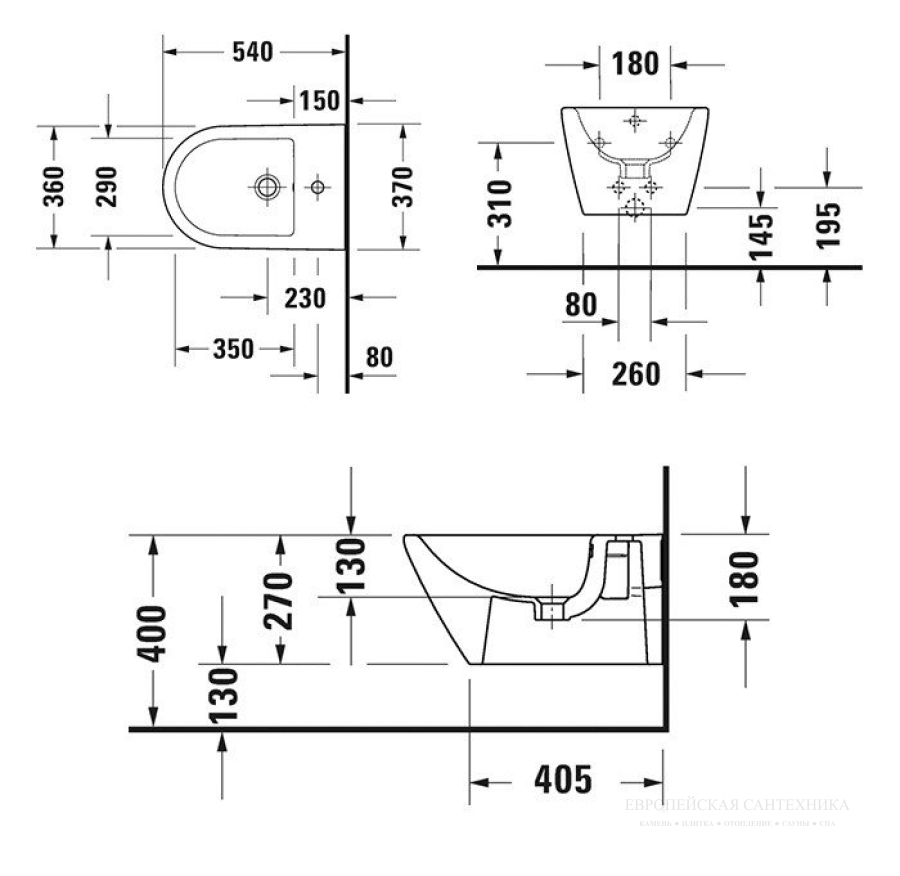 Биде подвесное Duravit D-Neo, 370 x 540 мм, с креплением Durafix, цвет белый с WonderGliss - изображение 5