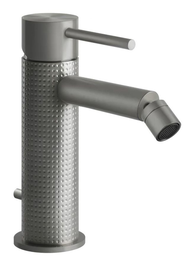 Смеситель для биде Gessi316, однорычажный, с донным клапаном, соединительными шлангами, цвет Steel Brushed