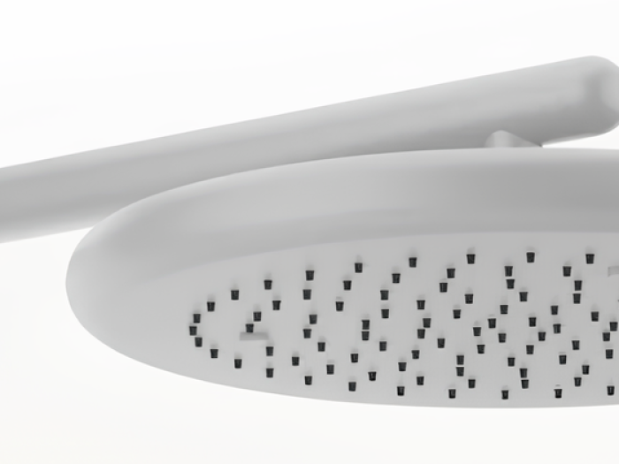 На изображении товар Верхний душ Gessi Goccia, настенный, с защитой от известкового налёта, цвет White CN от официального представителя в Москве
