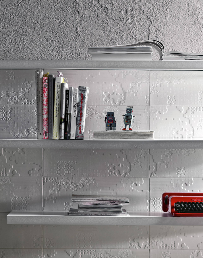 Mutina Керамогранит Bas Relief Patchwork Relief Bianco 18x54 - изображение 3