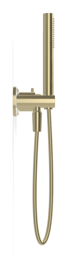 Смеситель для душа Carlo Frattini Spillo Tech, ручка G Collection, на 2 потребителя, с ручным душем, гибким шлангом хромалюкс 1500 мм, внешняя часть, цвет брашированная шампань - изображение 2