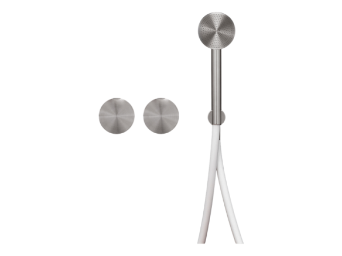 На изображении товар Смеситель для ванны CeaDesign Giotto, настенный, 2 прогрессивных смесителя, ручной душ Ø 65 мм, шланг в цвете Black, внешняя часть, цвет Black Diamond сатинированный от официального представителя в Москве