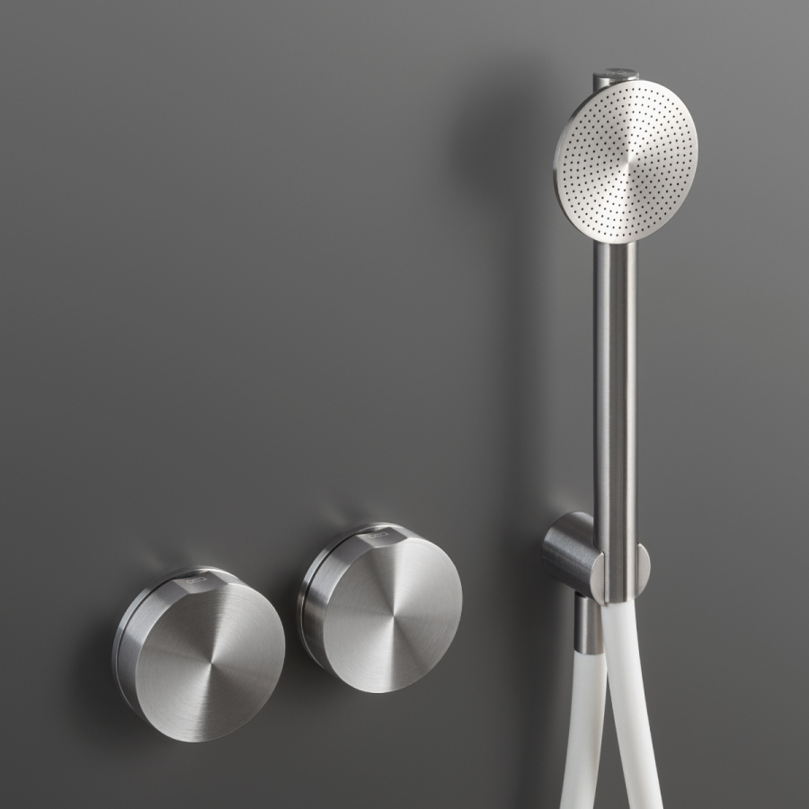 Смеситель для ванны CeaDesign Giotto, настенный, 2 прогрессивных смесителя, ручной душ Ø 65 мм, шланг в цвете Black, внешняя часть, цвет Black Diamond сатинированный - изображение 2