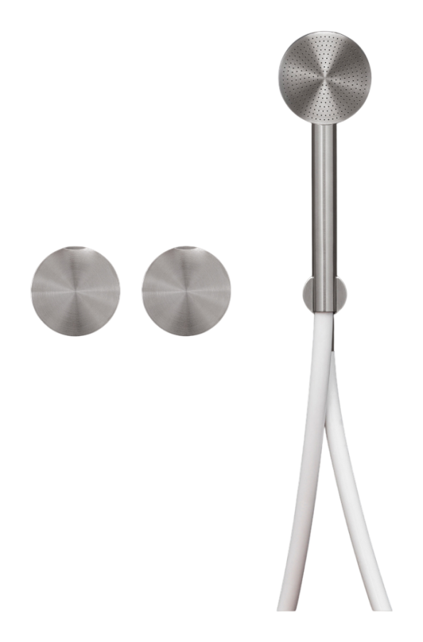 Смеситель для ванны CeaDesign Giotto, настенный, 2 прогрессивных смесителя, ручной душ Ø 65 мм, шланг в цвете Black, внешняя часть, цвет Black Diamond сатинированный