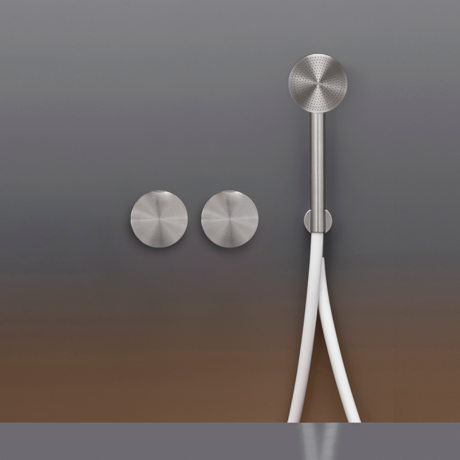 Смеситель для ванны CeaDesign Giotto, настенный, 2 прогрессивных смесителя, ручной душ Ø 65 мм, шланг в цвете Black, внешняя часть, цвет Black Diamond сатинированный - изображение 1
