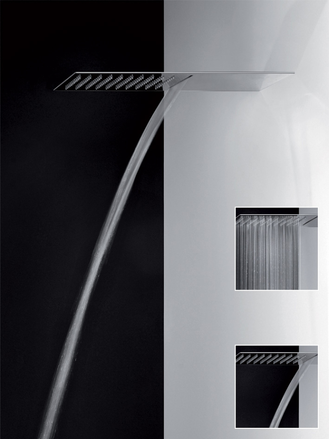 Многофункциональный душ Gessi Tremillimetri Quadro 200, для 2-х позиционного переключателя (не входит в комплект), настенный, с функциями дождь/водопад, цвет Black Metal PVD - изображение 1