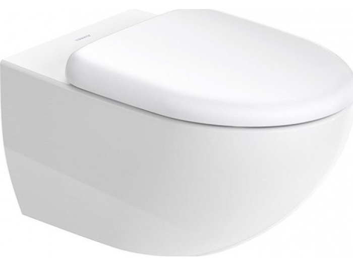 На изображении товар Унитаз Duravit Architec Rimless подвесной в комплекте с крышкой, 365x575 мм, цвет белый от официального представителя в Москве