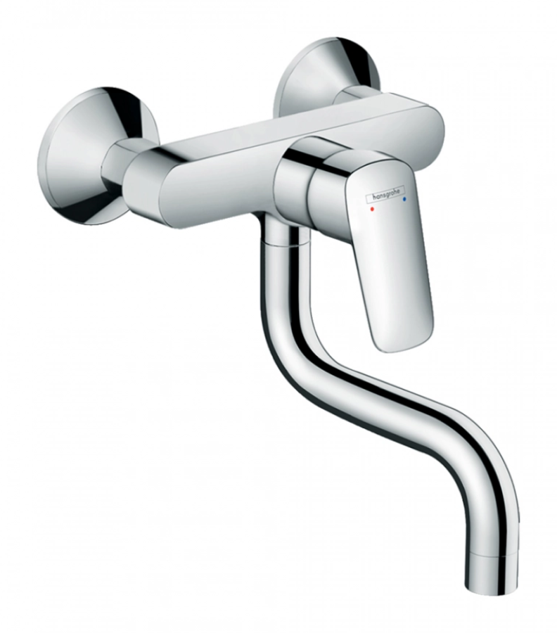 Смеситель для кухни Hansgrohe Logis M31, настенный, однорычажный, низкий излив, цвет хром