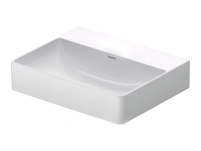 Раковина Duravit DuraSquare компакт с шлифованным низом, 500x400 мм, без перелива, без отверстий под смеситель, цвет белый
