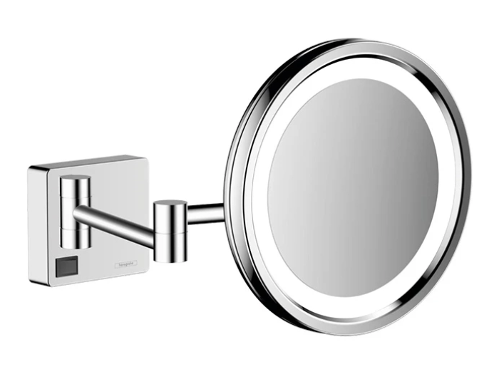 На изображении товар Зеркало Hansgrohe AddStoris, косметическое с Led подсветкой, настенное, цвет хром от официального представителя в Москве
