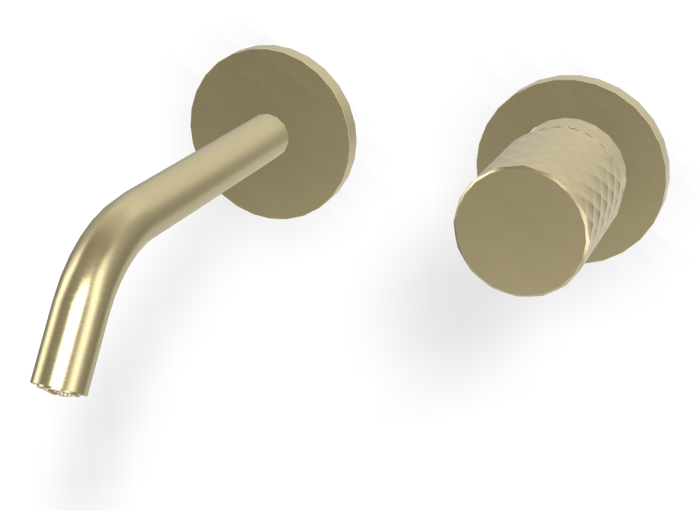 На изображении товар Смеситель для раковины Carlo Frattini Spillo Tech, ручка X Collection, настенный, с донным клапаном Click-Clack, излив 160 мм, внешняя часть, цвет брашированная шампань от официального представителя в Москве