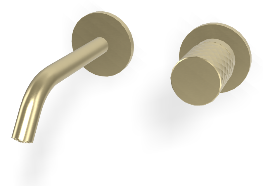 Смеситель для раковины Carlo Frattini Spillo Tech, ручка X Collection, настенный, с донным клапаном Click-Clack, излив 160 мм, внешняя часть, цвет брашированная шампань