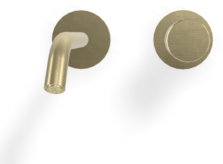 Смеситель для раковины Carlo Frattini Spillo Tech, ручка X Collection, настенный, с донным клапаном Click-Clack, излив 160 мм, внешняя часть, цвет брашированная шампань - изображение 1