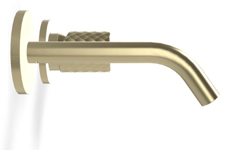 Смеситель для раковины Carlo Frattini Spillo Tech, ручка X Collection, настенный, с донным клапаном Click-Clack, излив 160 мм, внешняя часть, цвет брашированная шампань - изображение 2