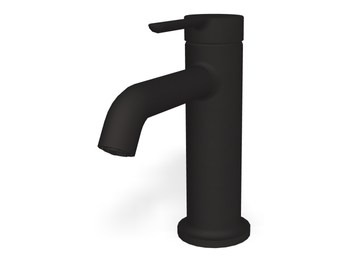 На изображении товар Смеситель для раковины Carlo Frattini Snap, однорычажный, без донного клапана, с 2 гибкими шлангами, глубина 142 мм, излив 110 мм, цвет чёрный матовый от официального представителя в Москве