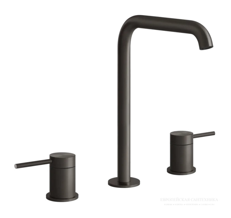 Cмеситель для раковины Gessi 316, на 3 отверстия, высокий, без донного клапана, цвет Black Metal Brushed PVD