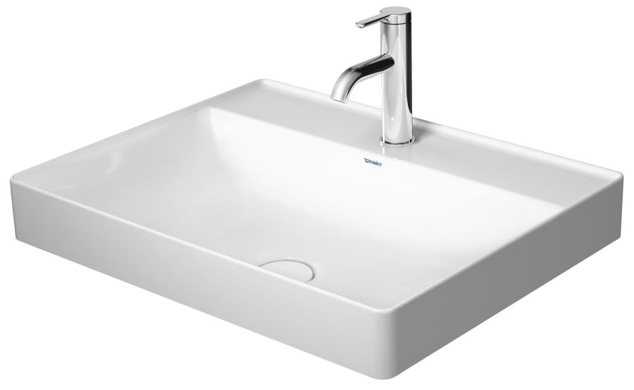 Раковина Duravit DuraSquare, 600х470 мм, 2 отверстия под смеситель, без перелива, цвет белый