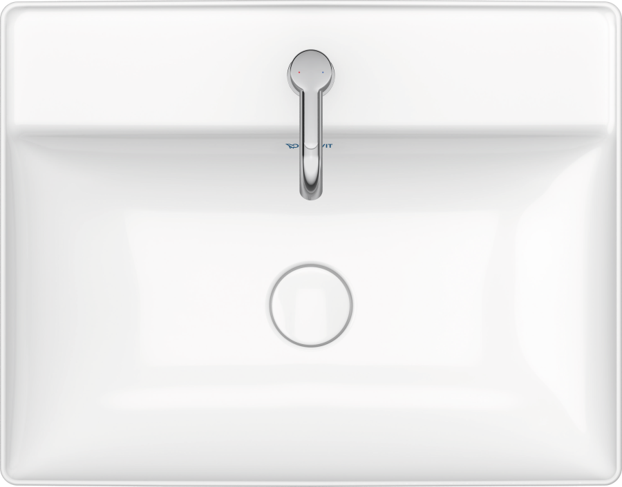 Раковина Duravit DuraSquare, 600х470 мм, 2 отверстия под смеситель, без перелива, цвет белый - изображение 2