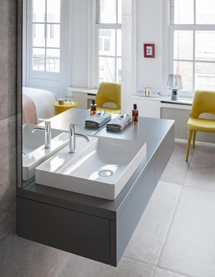 Раковина Duravit DuraSquare, 600х470 мм, 2 отверстия под смеситель, без перелива, цвет белый - изображение 4