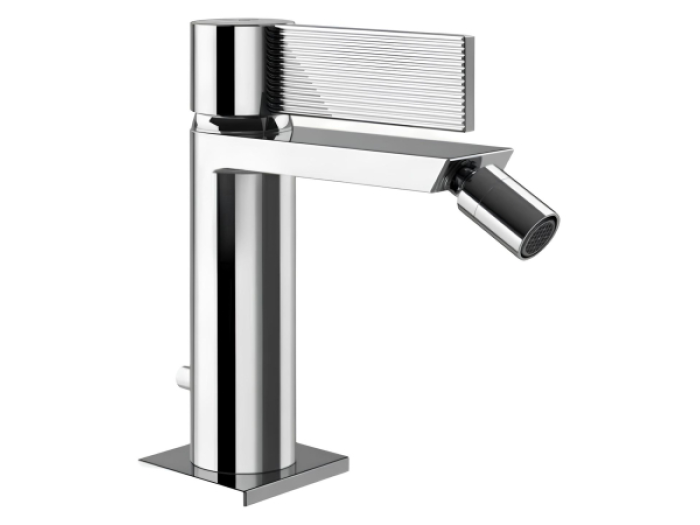 На изображении товар Смеситель для биде Gessi Inverso, однорычажный, с аэратором, донным клапаном, соединительными шлангами, Н-156 мм, цвет хром от официального представителя в Москве