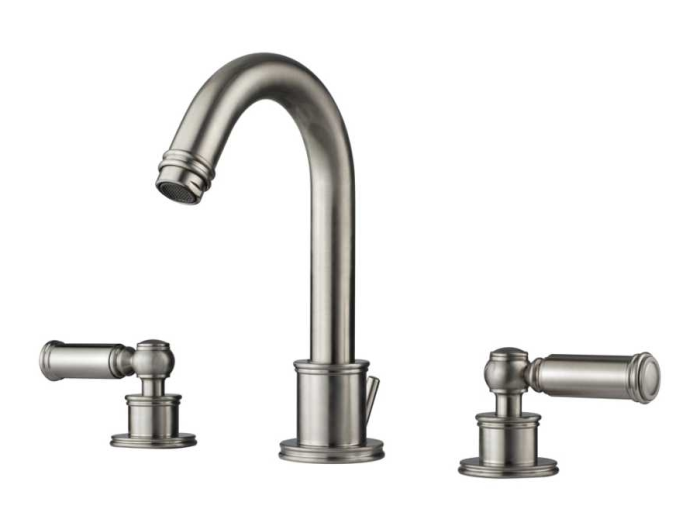 На изображении товар Смеситель для раковины Bossini Liberty  на 3 отверстия с поворотным изливом и с донным клапаном 1”1/4, цвет никель шлифованный от официального представителя в Москве