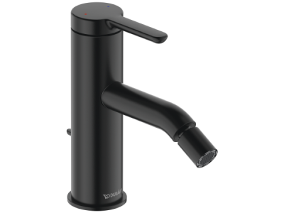 На изображении товар Смеситель для биде Duravit C.1 однорычажный, h - 155 мм, с донным клапаном, цвет чёрный матовый от официального представителя в Москве