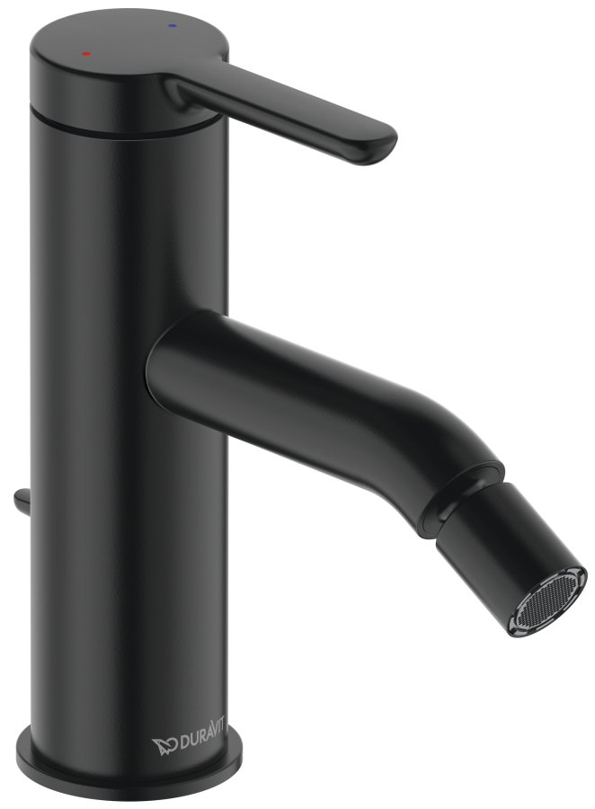 Смеситель для биде Duravit C.1 однорычажный, h - 155 мм, с донным клапаном, цвет чёрный матовый