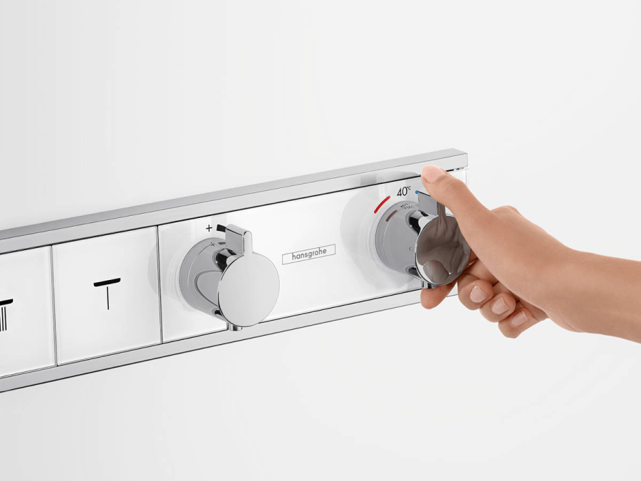 Термостат для душа Hansgrohe RainSelect, для 4-х потребителей, внешняя часть, цвет белый/хром - изображение 1