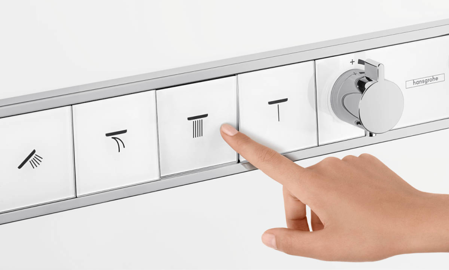 Термостат для душа Hansgrohe RainSelect, для 4-х потребителей, внешняя часть, цвет белый/хром - изображение 3