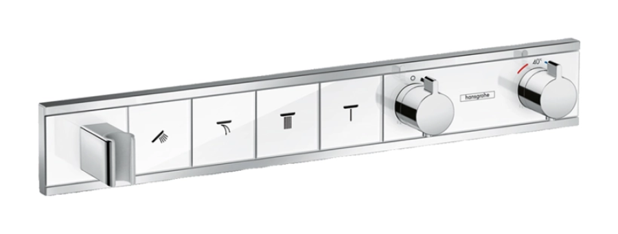 Термостат для душа Hansgrohe RainSelect, для 4-х потребителей, внешняя часть, цвет белый/хром