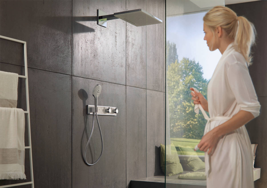 Термостат для душа Hansgrohe RainSelect, для 4-х потребителей, внешняя часть, цвет белый/хром - изображение 6